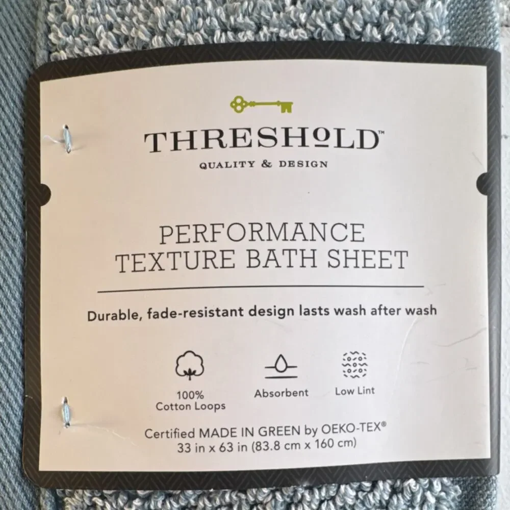 (3006) Threshold 100% Cotton Aqua Bath Sheet 33x63 in Absorbent Low Lint Fade